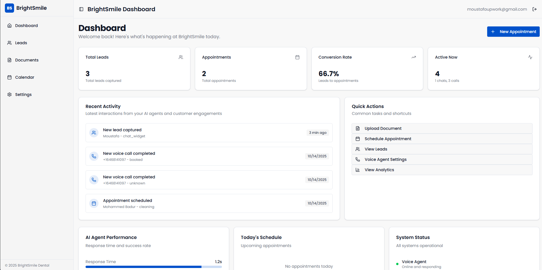 Management dashboard